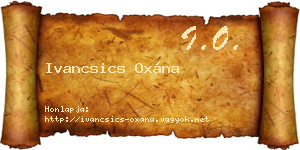 Ivancsics Oxána névjegykártya